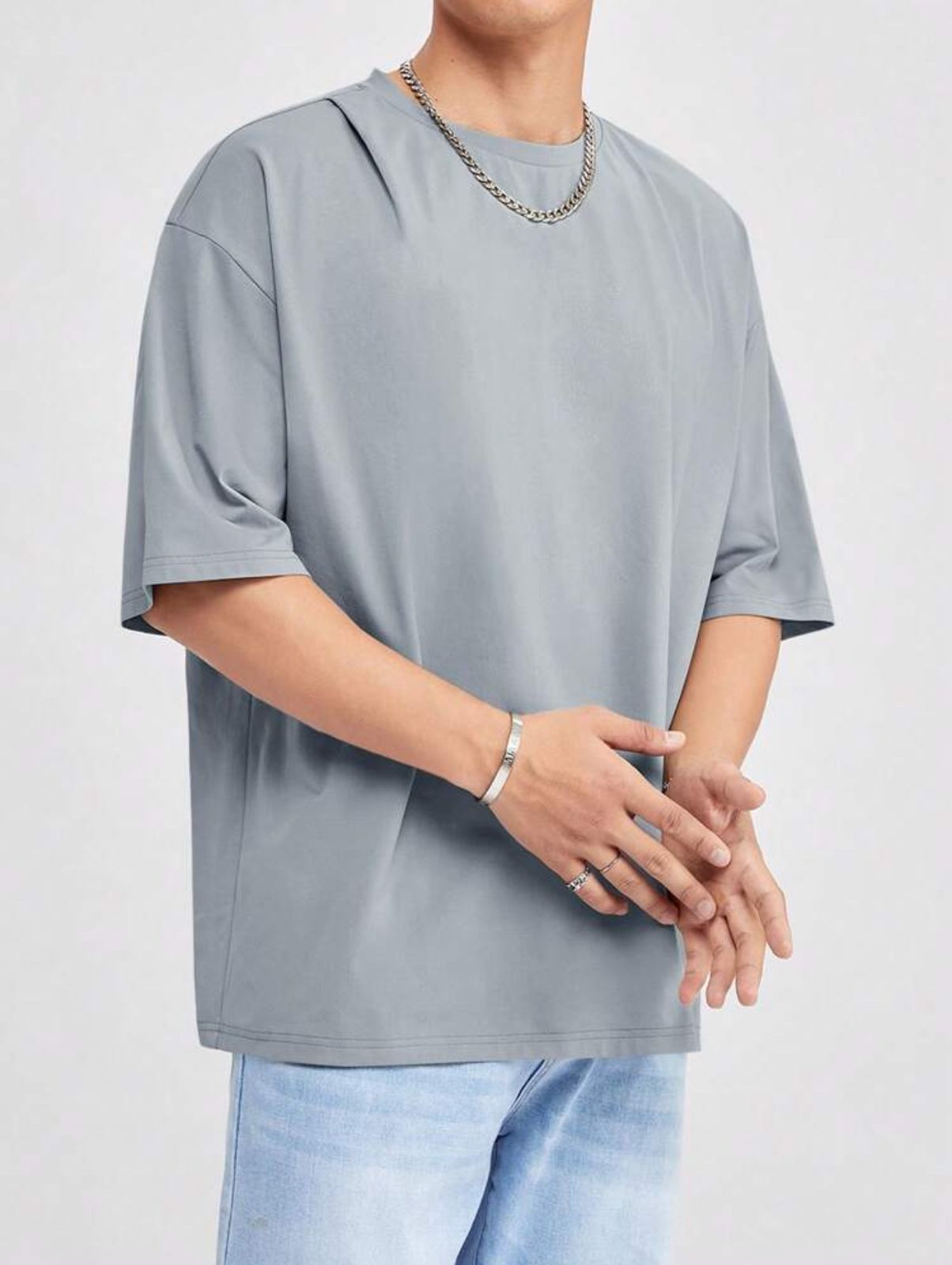 Grey Oversized Plain T-shirt