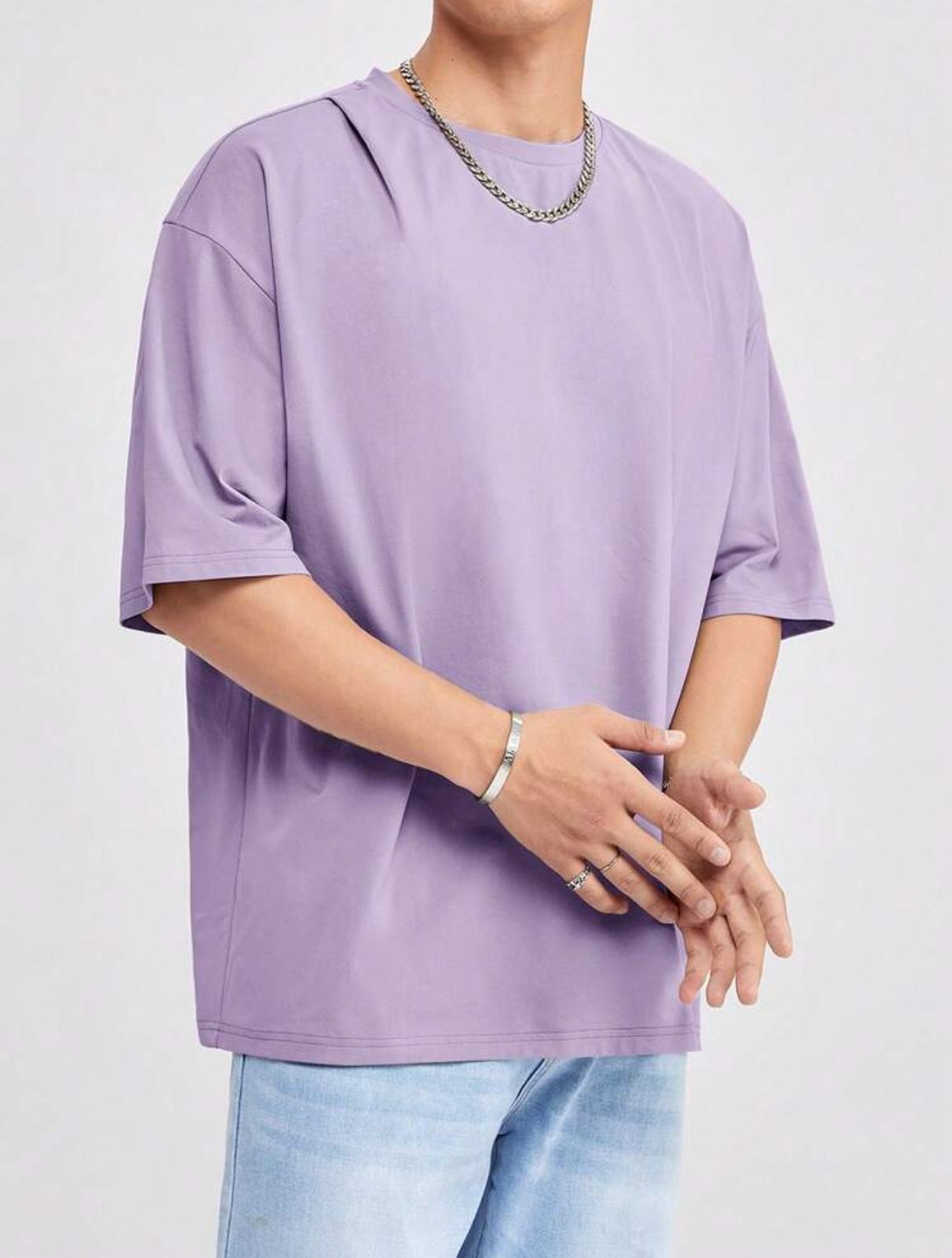 Purple Oversized Plain T-shirt