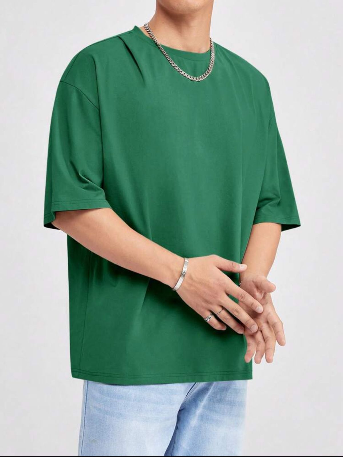 Green Oversized Plain T-shirt