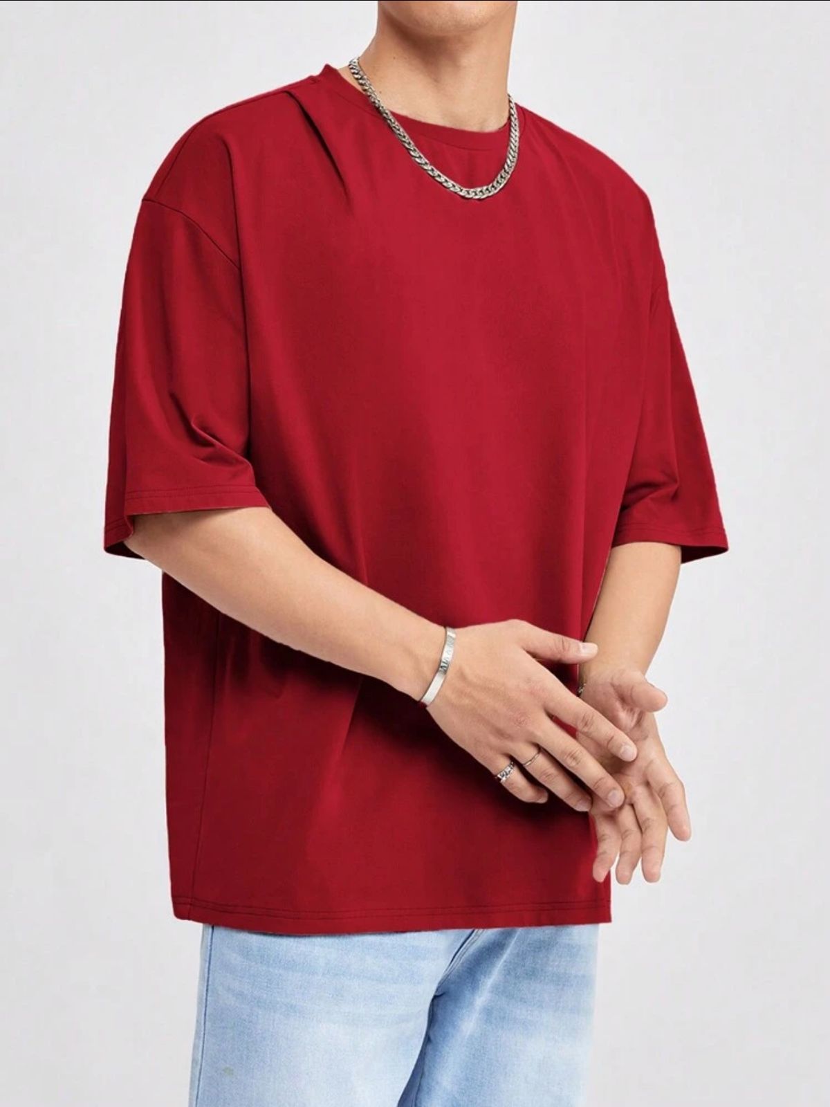 Red Oversized Plain T-shirt