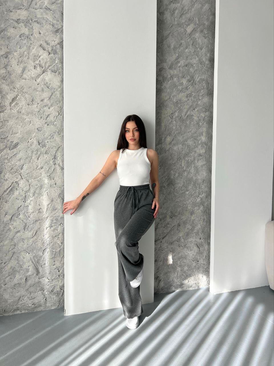 Wide Legs Women Pants Grey