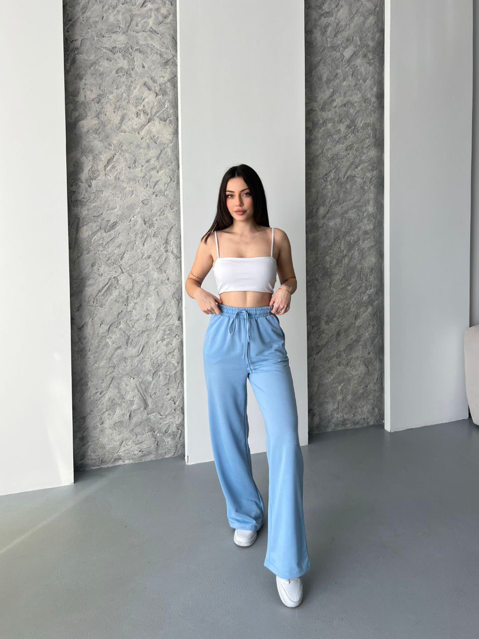 Wide Legs Women Pants Blue