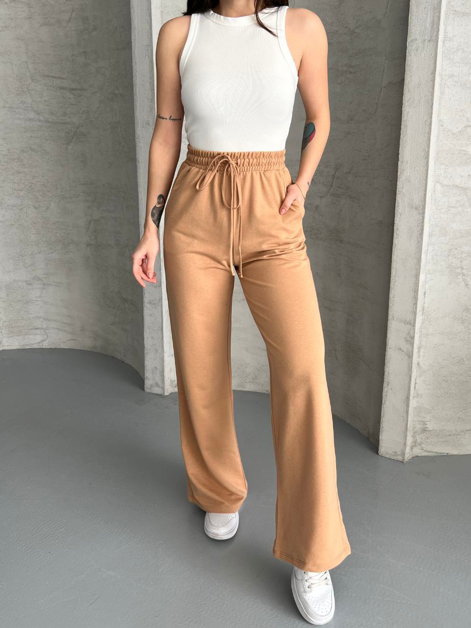 Wide Legs Women Pants Blanchedalmond