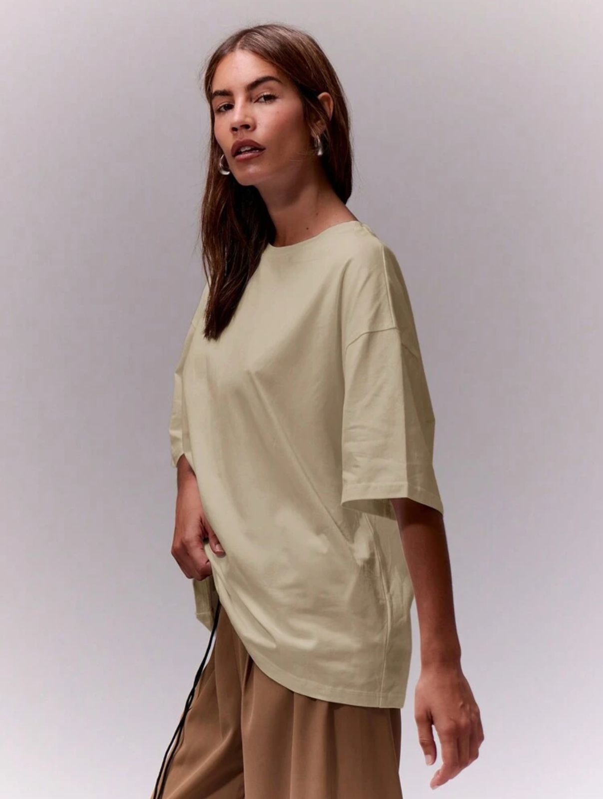 Beige Oversized T-shirts For Woman