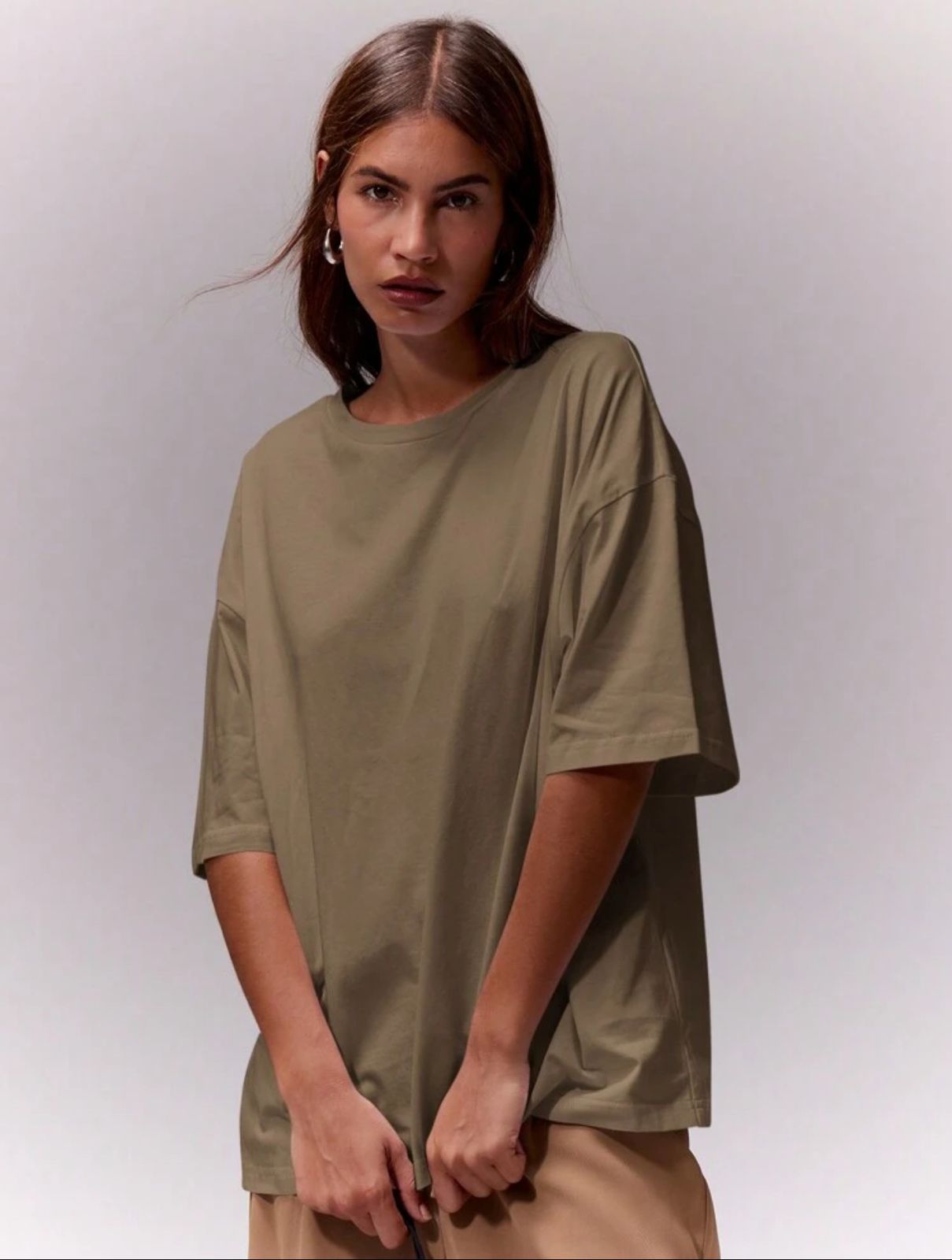 Olive Oversized T-shirts For Woman